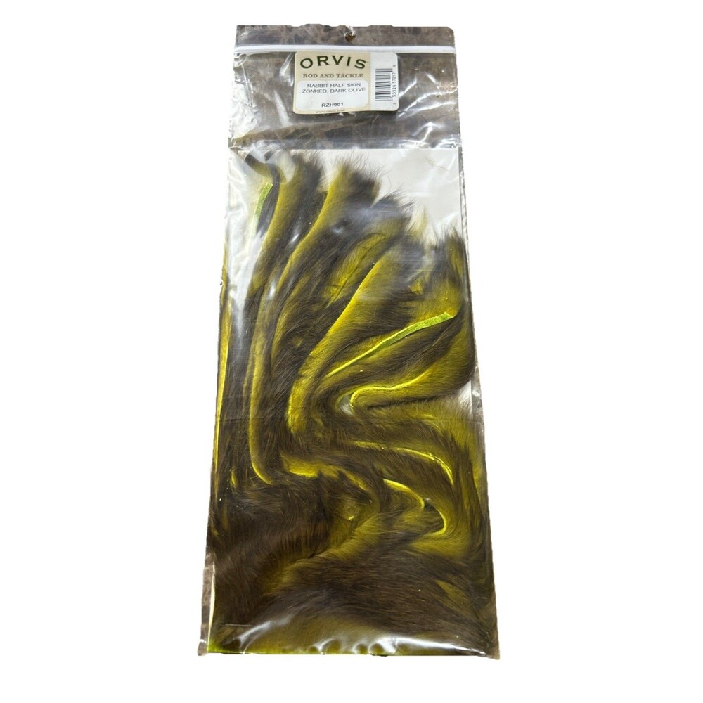 Orvis Rabbit Half Skin Zonked Dark Olive Fly Fishing Tackle Feathers